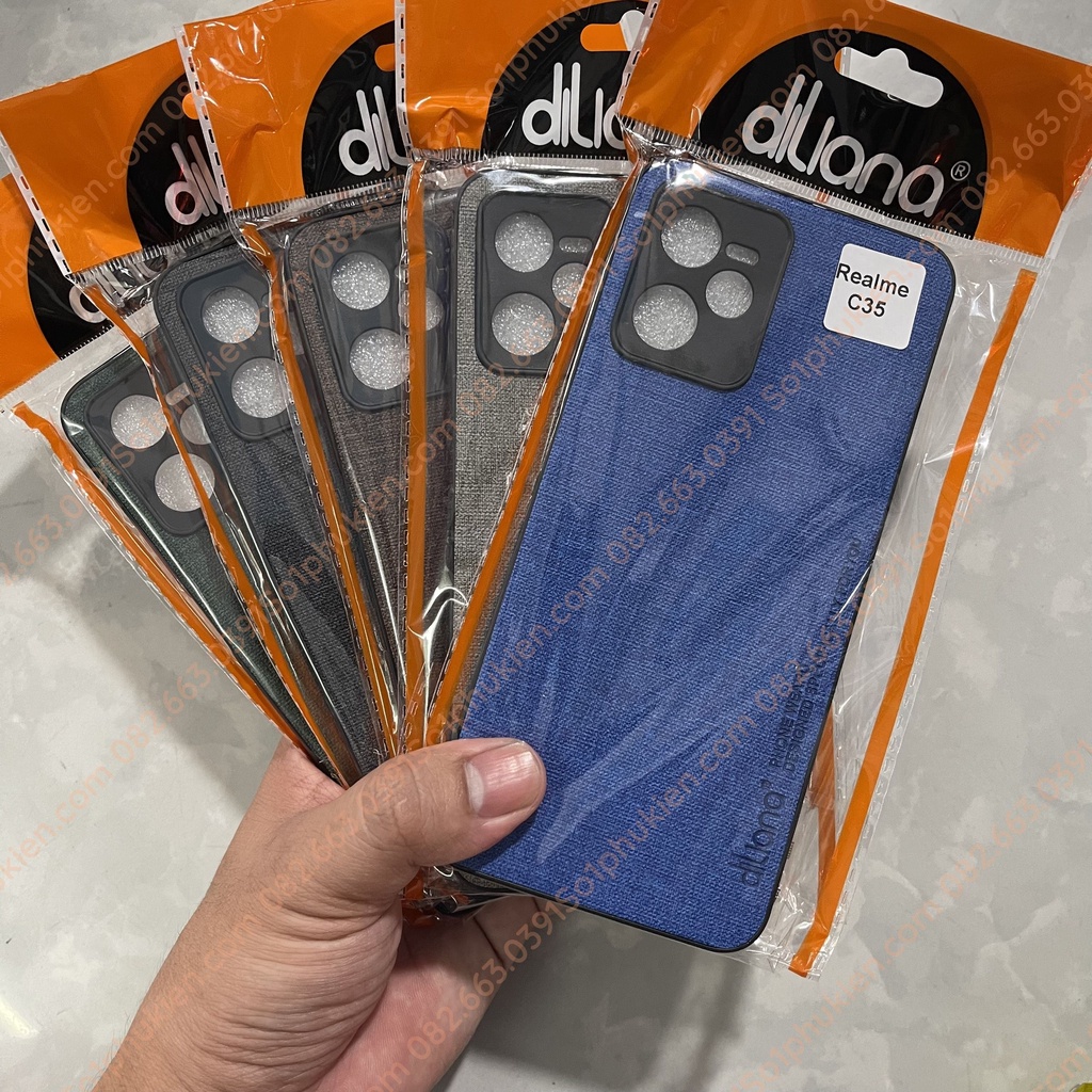 Ốp lưng realme C35 / Narzo 50A Prime da vải cực chất hot trend, ốp dẻo bảo vệ camera, bền đẹp nhiều màu [chính hãng dili