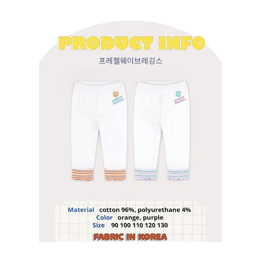 Quần legging Hej Mini trắng gấu sọc sắc màu