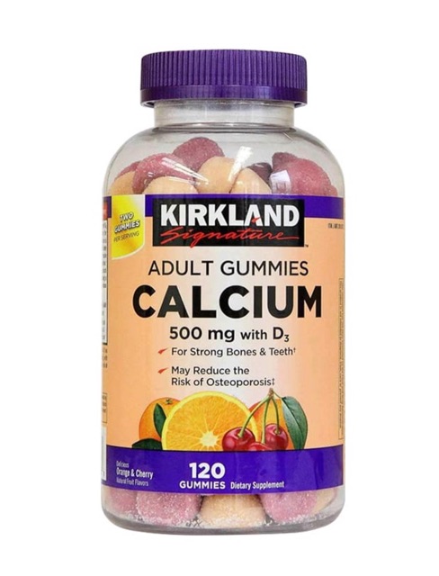 [HSD 07/2023] Kẹo dẻo Canxi Kirkland Signature Adult Gummies Calcium 500mg with D3 – 120 viên7/2023