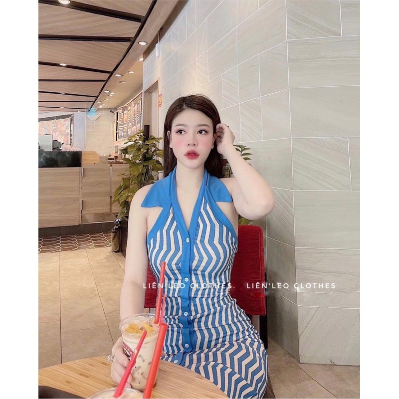 Đầm body cổ yếm sọc | BigBuy360 - bigbuy360.vn