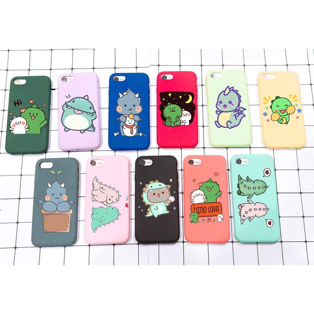 Ốp điện thoại khủng long nhiều màu không trong IP 6 7 8 X OPDI11