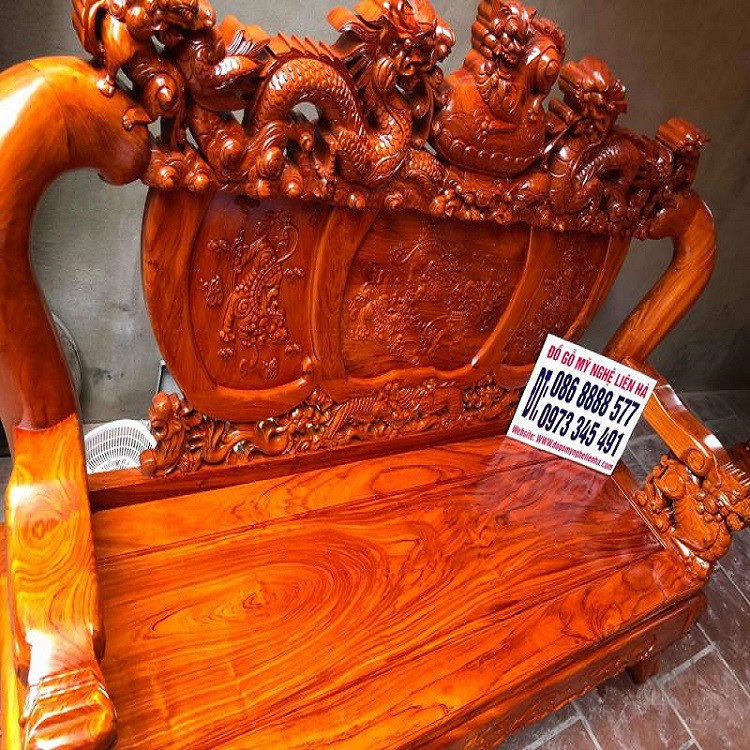 Bộ bàn ghế nghê đỉnh 6 món tay 12 gỗ hương đá