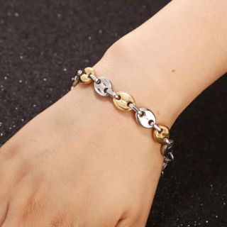 Lắc tay nam/nữ inox kiểu hạt cà phê