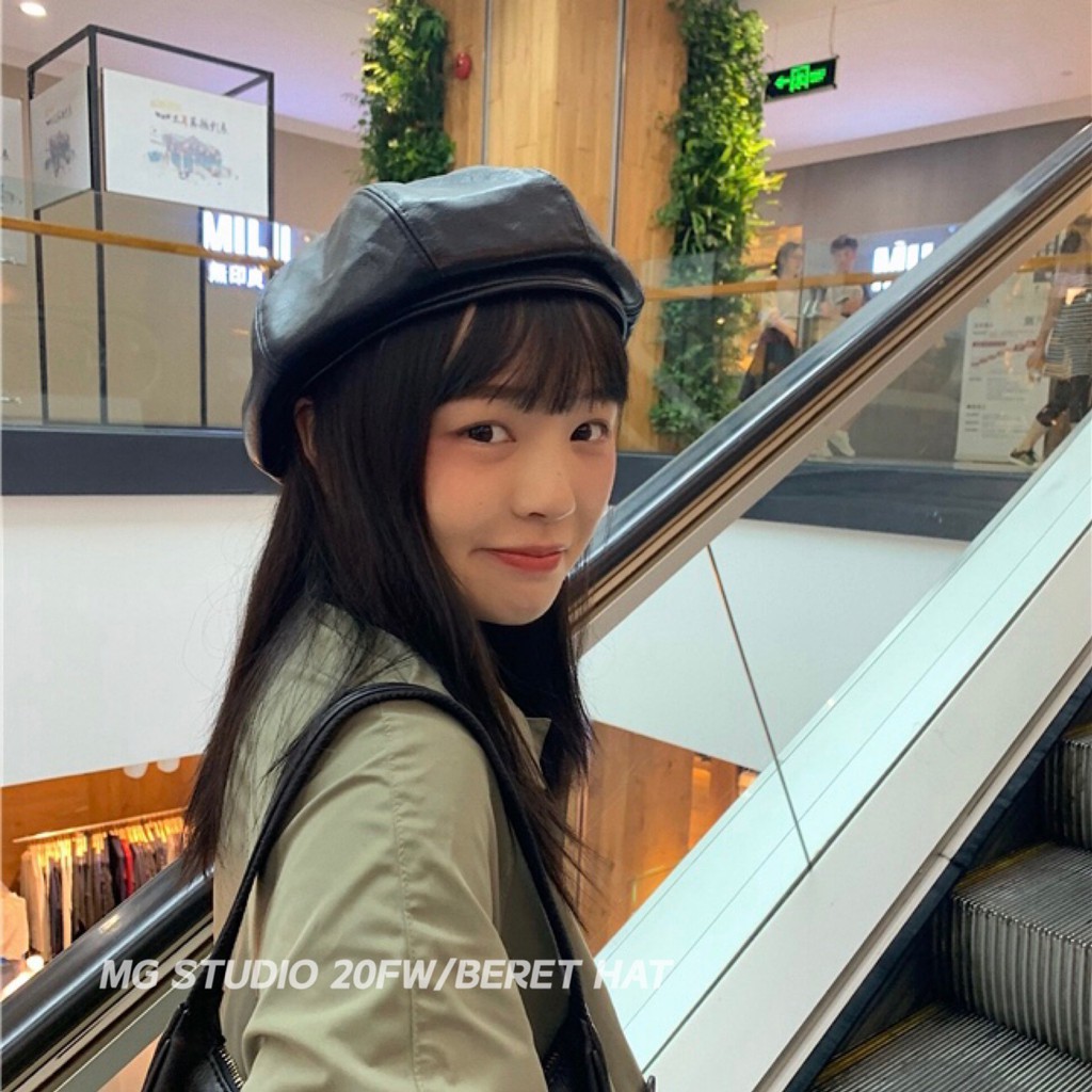 Mũ Beret MG STUDIO Chất Liệu Da PU Kiểu Dáng Bát Giác Sang Trọng