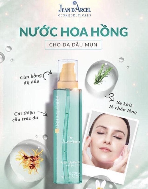 Nước hoa hồng cho da dầu và da mụn Jean D'arcel_ Clarifying tonic