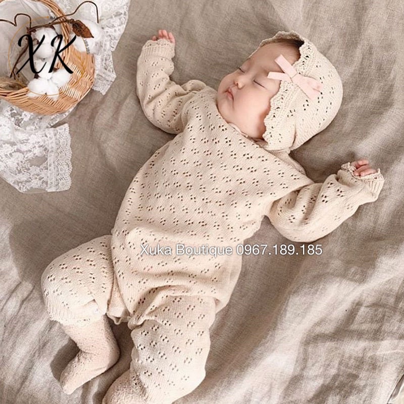 Bodysuit Len Dài Tay Kèm Mũ Angou Cao Cấp Cho Bé , Bodysuit Len Cho Bé Trai Bé Gái Từ 5 Đến 16Kg Xuka Boutique