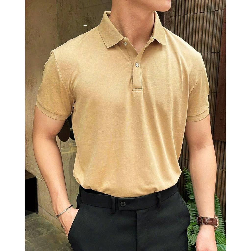Áo Polo Nam Doki, Áo Thun Nam Trơn Màu Nâu Cafe Nhạt Chất Coolmax Chống Nhăn, Bền Màu, Thiết Kế Trẻ Trung, Lịch Sự DA03