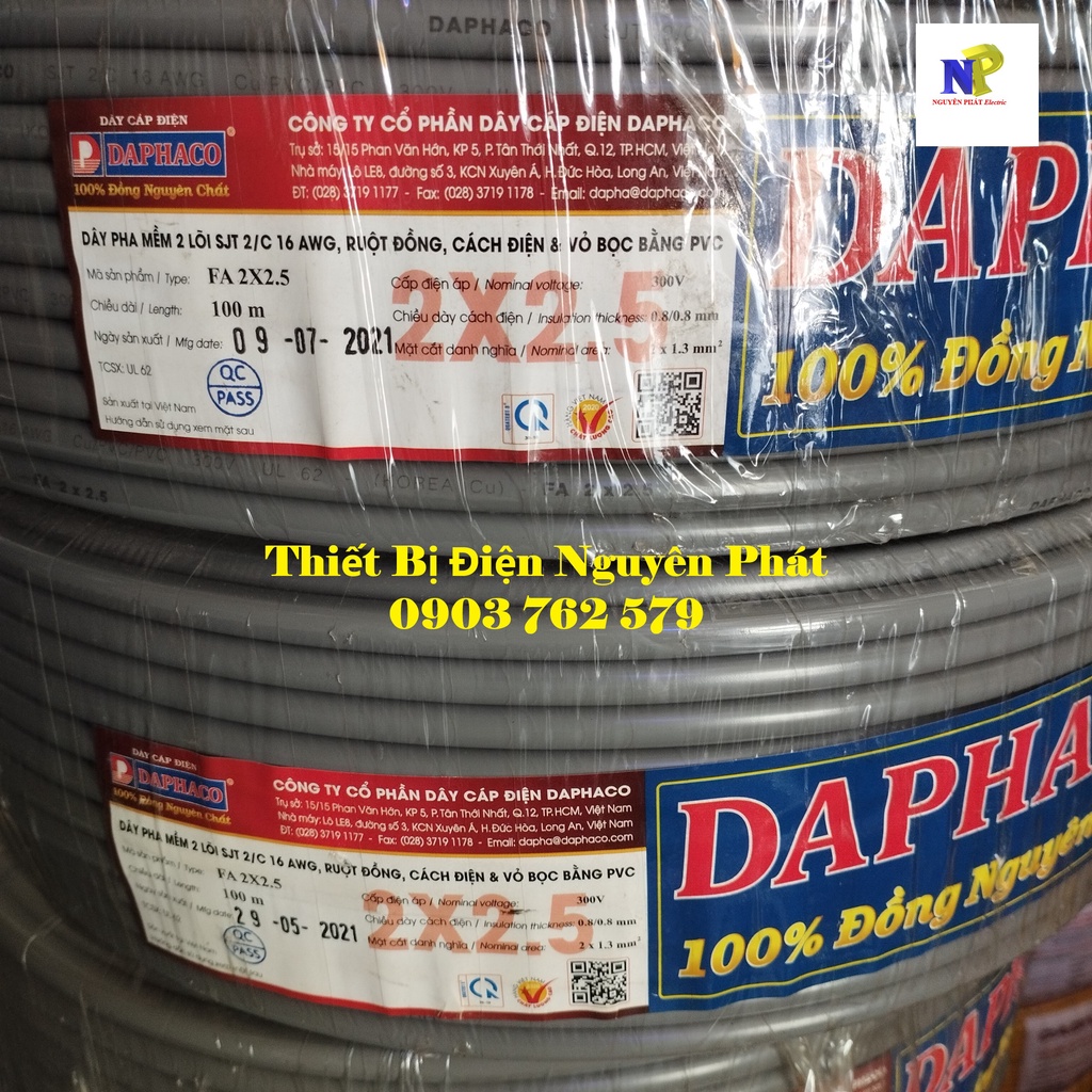 Dây Điện Đôi 2x2.5 - Lẻ 01 Mét Dây Pha Tròn Xám 2 Lớp Vỏ Bọc PVC