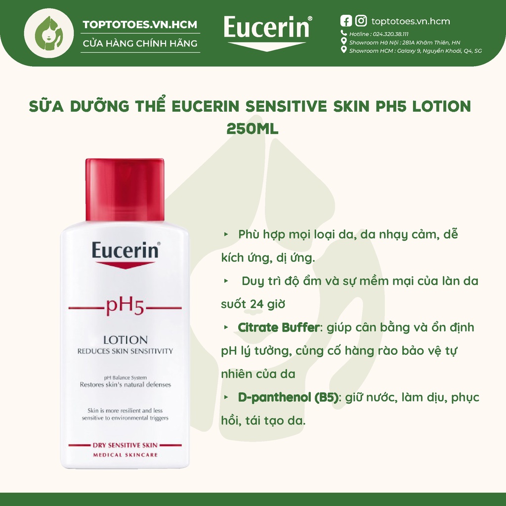 Sữa dưỡng thể cho da nhạy cảm Eucerin Sensitive Skin pH5 Lotion - 250ml