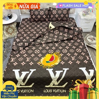 [Ga gối]Bộ ga gối 3 món 10cm,15cm,20cm,đủ kích thước,mẫu LV nâu hoa