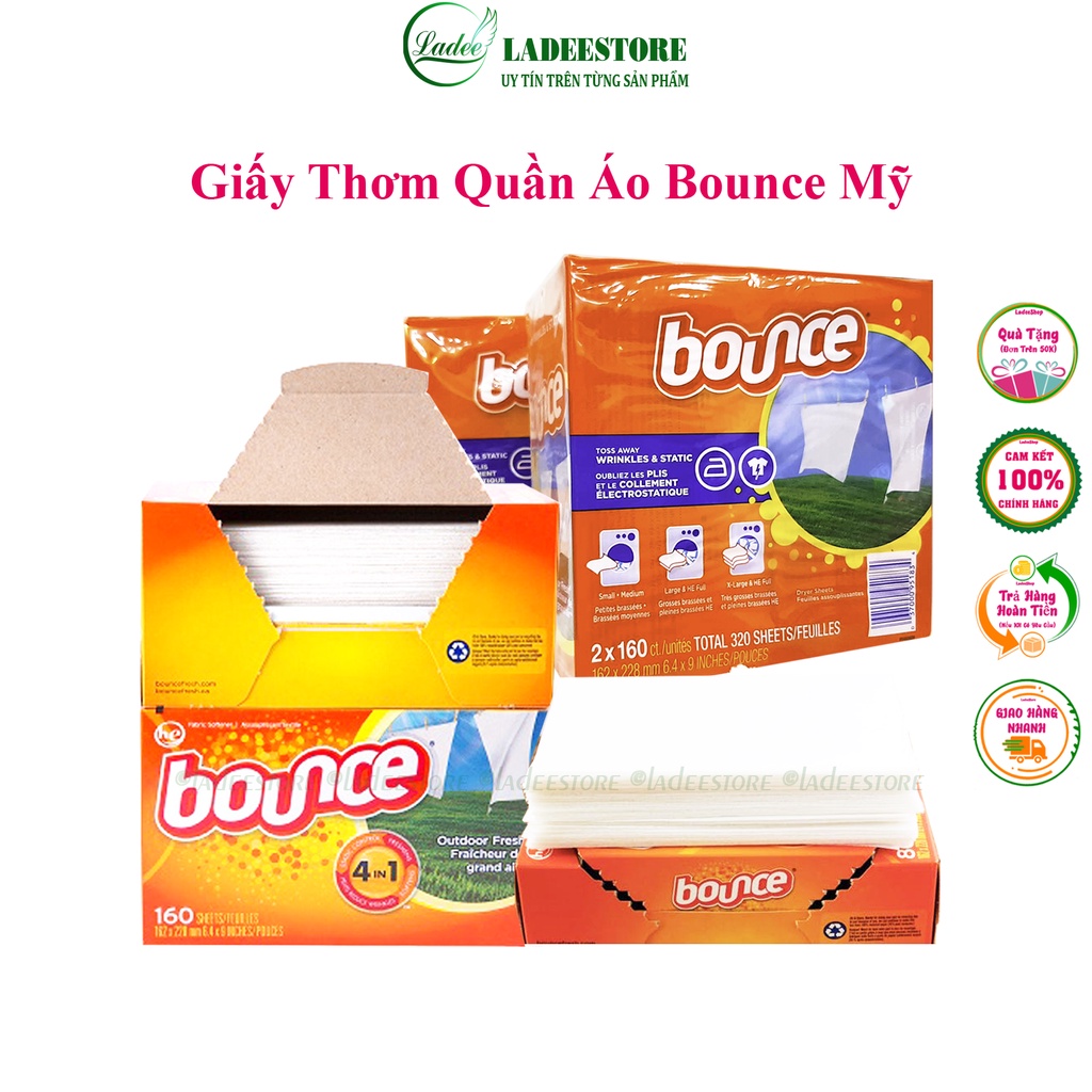 Giấy Thơm Quần Áo Bounce Lẻ 20 Tờ, 50 Tờ, 100 Tờ