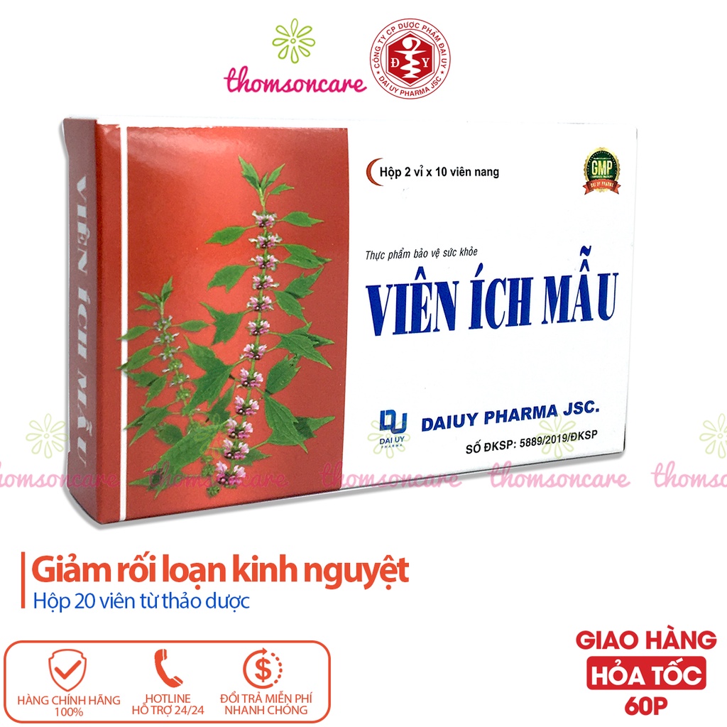 Viên uống Ích Mẫu  Hộp 20 viên -  Bổ huyết Điều Kinh  giảm rối loạn kinh nguyệt Đ.Y