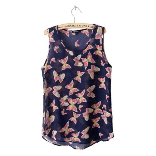 Áo Voan Sát Nách In Họa Tiết Bươm Bướm Thời Trang Dành Cho Nữ