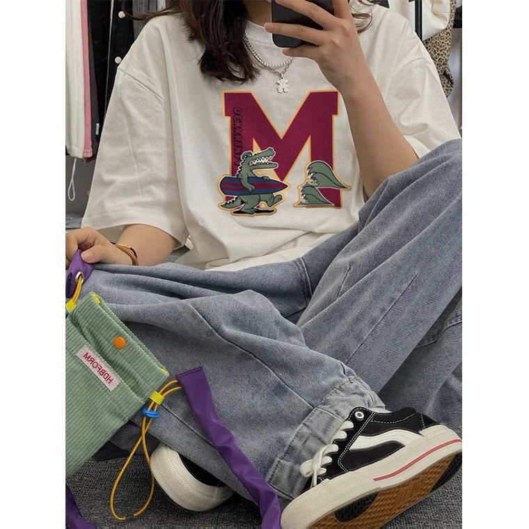 Áo Thun Tay Lỡ M Crocodile 100% Cotton, Áo Phông Rộng Mẫu Mới 2022 𝘽𝙮.𝘾𝙖𝙢𝙘𝙖𝙢 | BigBuy360 - bigbuy360.vn