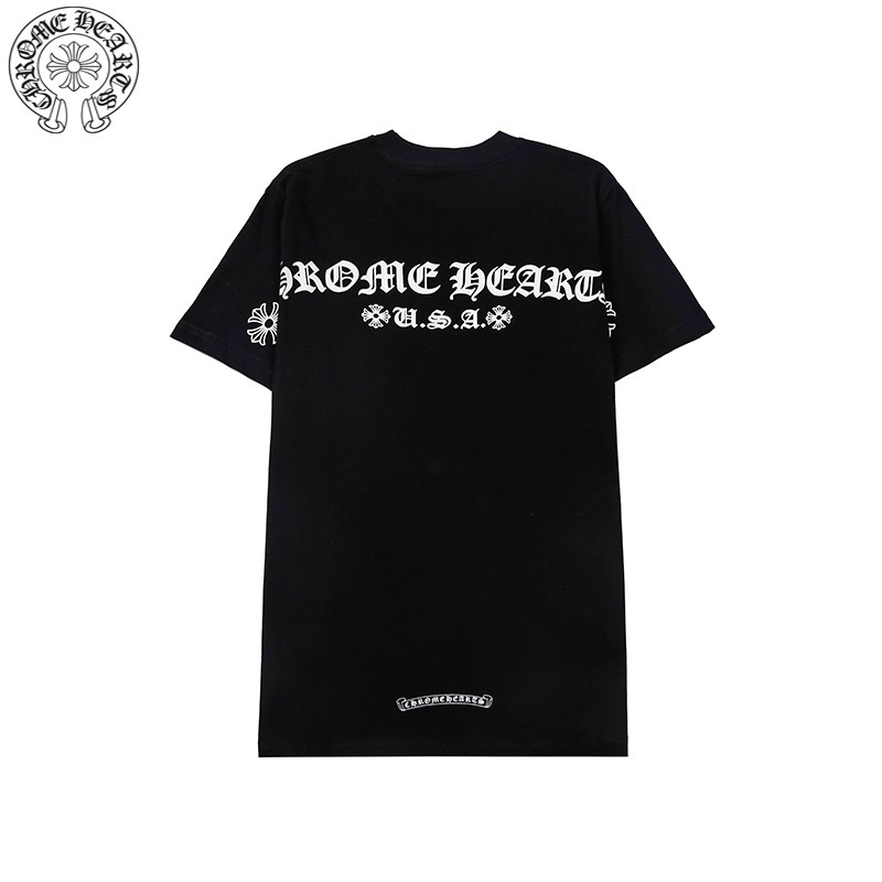 Ready Stock Chrome Hearts Sanskrit Letter Print Couples Cotton T-Shirts Summer Sports Casual Short Sleeve Tops Unisex