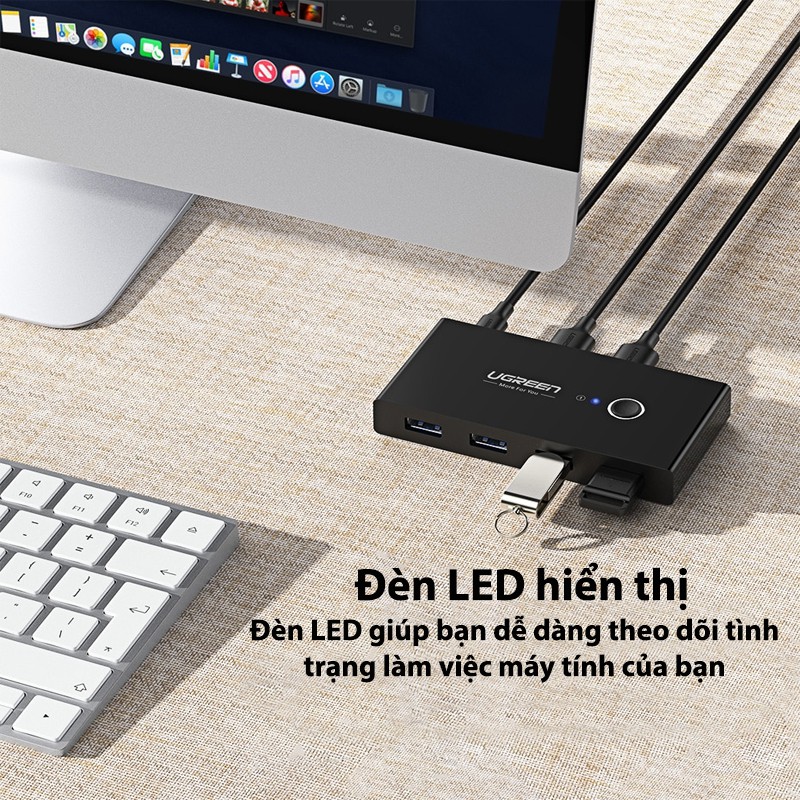 Thiết Bị Chia Sẻ 4 USB 3.0 Cho 2 Máy Tính Cao Cấp Ugreen 30768 Chính Hãng US216