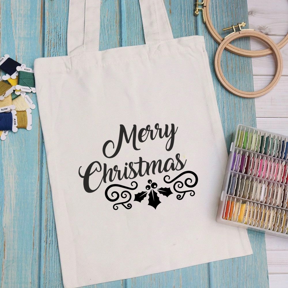 Túi vải, túi Tote CHRISMAS SAYING - Mẫu 6 vải canvas dày đẹp cho nữ có khóa miệng đi học đi chơi. In hình theo yêu cầu