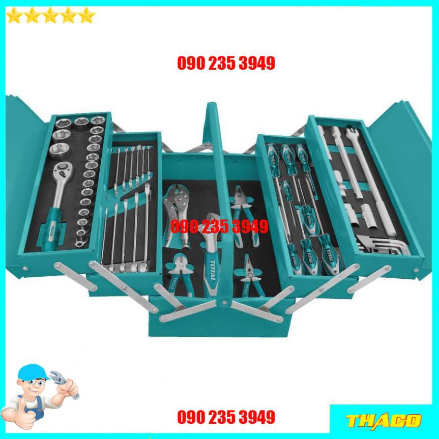 Hộp đồ nghề đựng công cụ dụng cụ đa năng trong hộp sắt 59 chi tiết Total Ingco 1234
