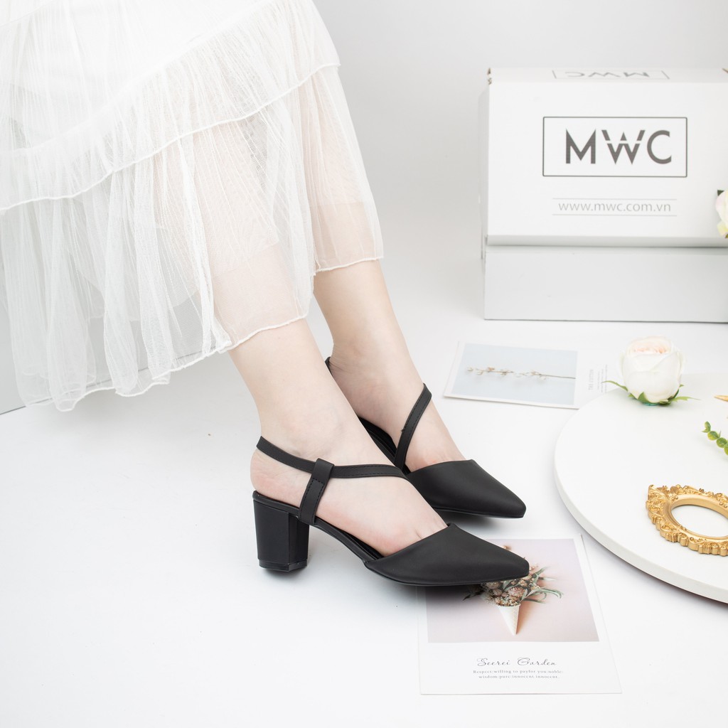 Giày Sandal Cao Gót MWC Đế Vuông 5CM Quai Chéo Siêu Xinh NUCG- 3593