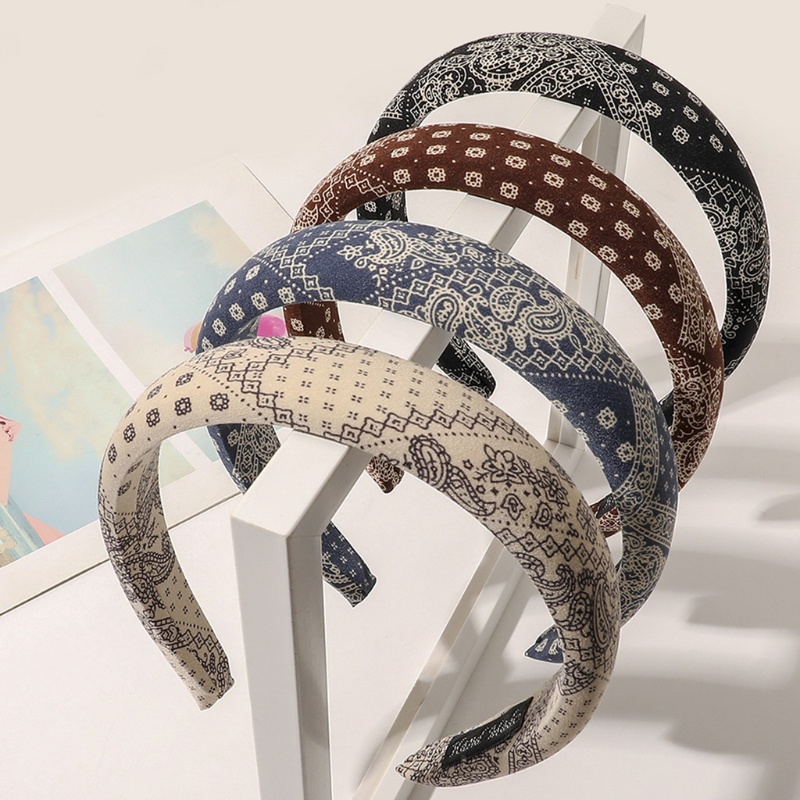 Băng Đô Turban Bản Rộng Co Giãn In Họa Tiết Phong Cách Bohemian Cổ Điển Dùng Làm Đạo Cụ Chụp Ảnh