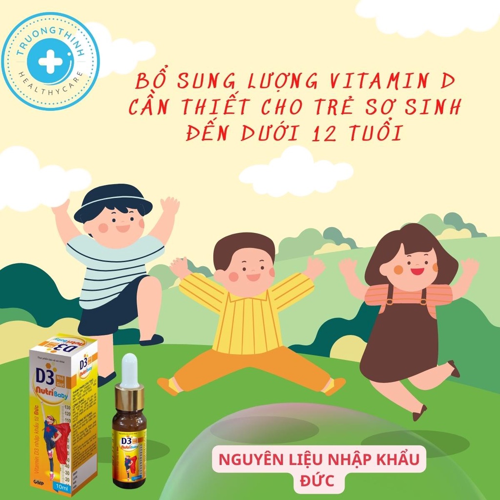 D3 cho bé Vitamin D3 cho trẻ sơ sinh, vitamin D3 NUTRIBABY, tăng hấp thụ canxi
