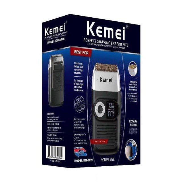 Máy cạo râu khô có đèn hiển thị pin công suất 5w kemei KM-2026