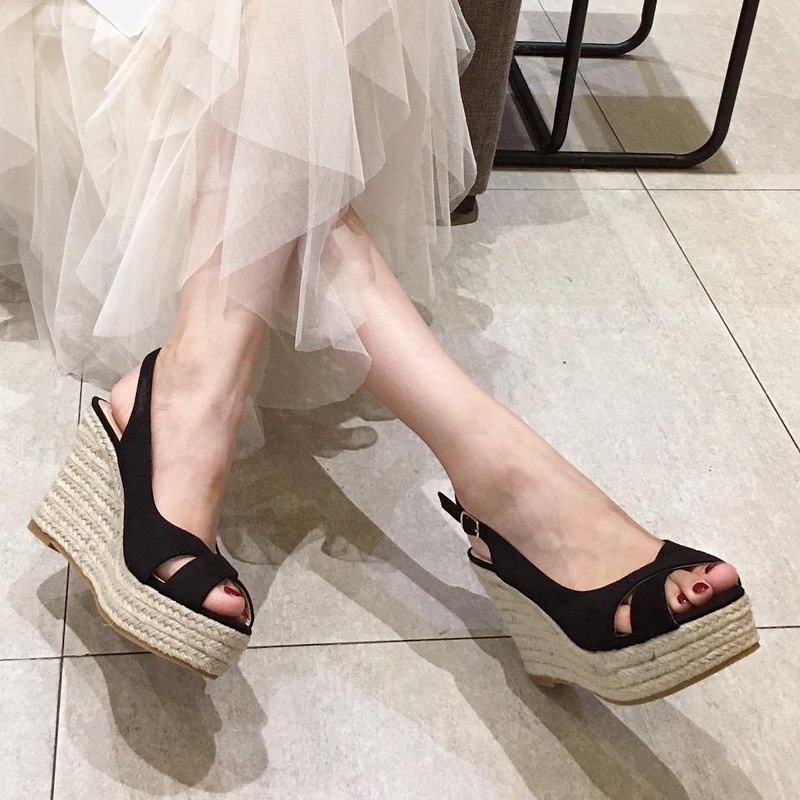 Sandal đế xuồng quai chéo gót cao 10cm chống thấm nước size 34/39   210722