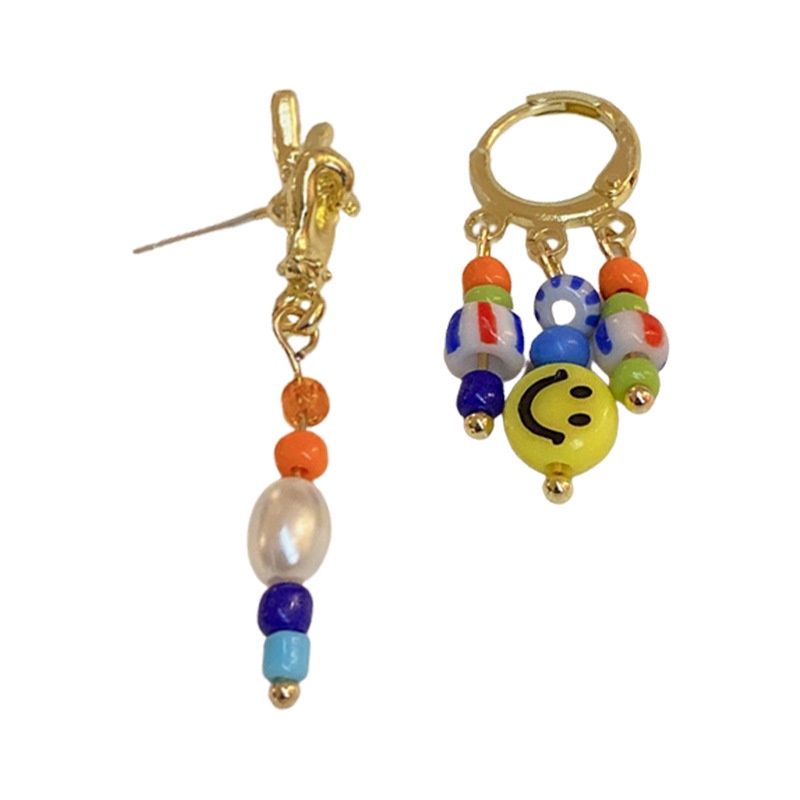 Bông tai hình mặt cười đáng yêu phong cách bất đối xứng cho nữ