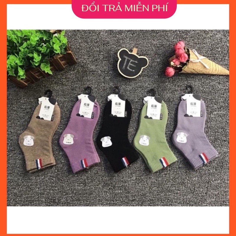 Set 10 đôi tất vớ cổ cao cho bé màu trơn