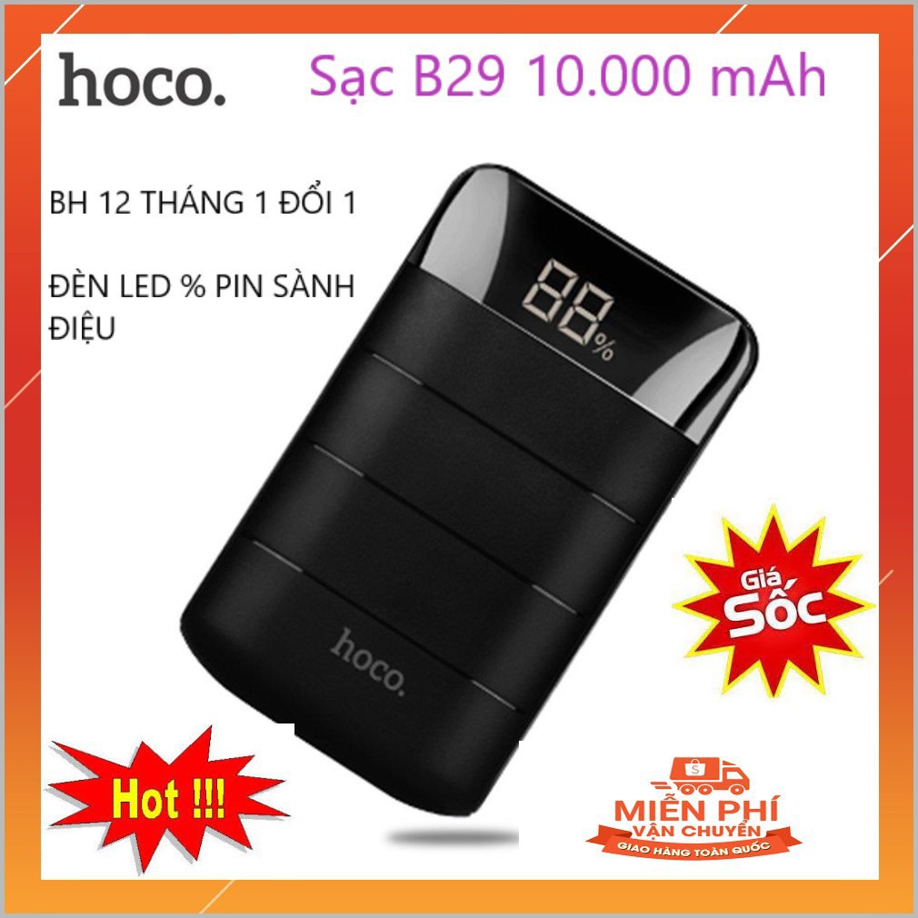 Pin Sạc Dự Phòng 10.000 mAh / 2 Cổng Ra, Màn Led / HOCO B29 Chính Hãng