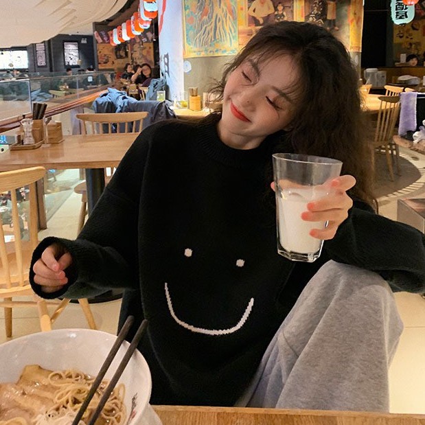 Set Áo Sweater + Quần Ống Rộng Họa Tiết Mặt Cười Form Rộng - Set Đồ Nỉ - Unisex - Titto Closet | BigBuy360 - bigbuy360.vn