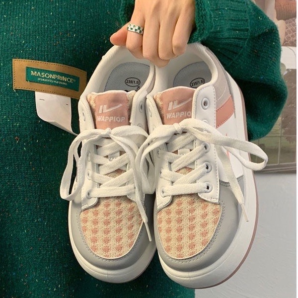 Giày Bánh Mì Nữ Độn Đế Màu Nâu 3 Sọc Mẫu Mới Cực Xinh Đi Học Đi Chơi A6 - ℂ𝔸𝕄𝕊𝕋𝕆ℝ𝔼