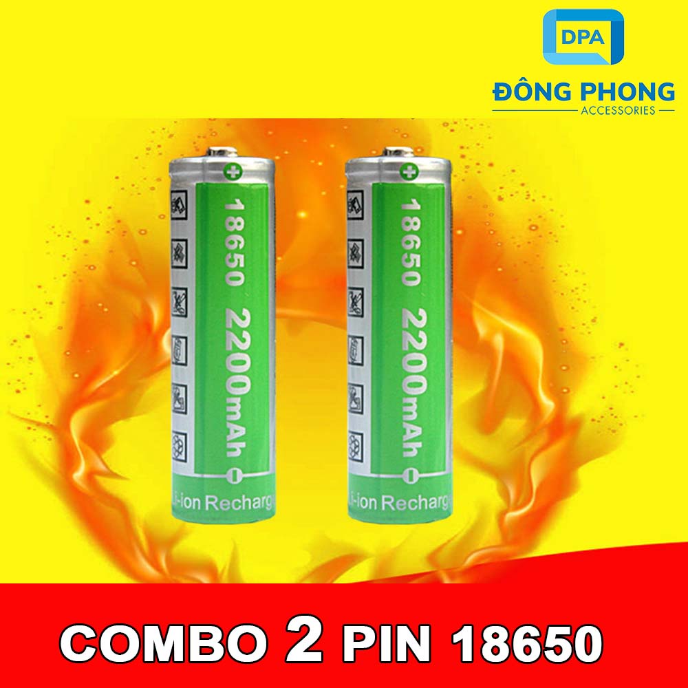 Combo 2 Viên Pin 18650 Lithium-ion 18650 4.2V Dung Lượng 2200mAh