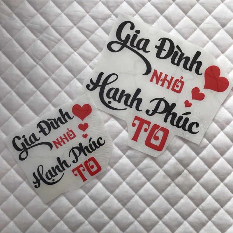 Hình dán nhiệt đủ size - Gia đình nhỏ hạnh phúc to
