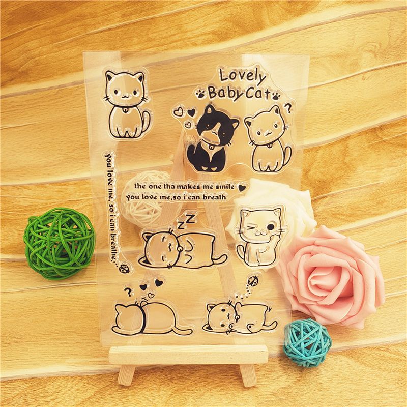 Con dấu silicone trong suốt họa tiết mèo đáng yêu trang trí album ảnh | BigBuy360 - bigbuy360.vn