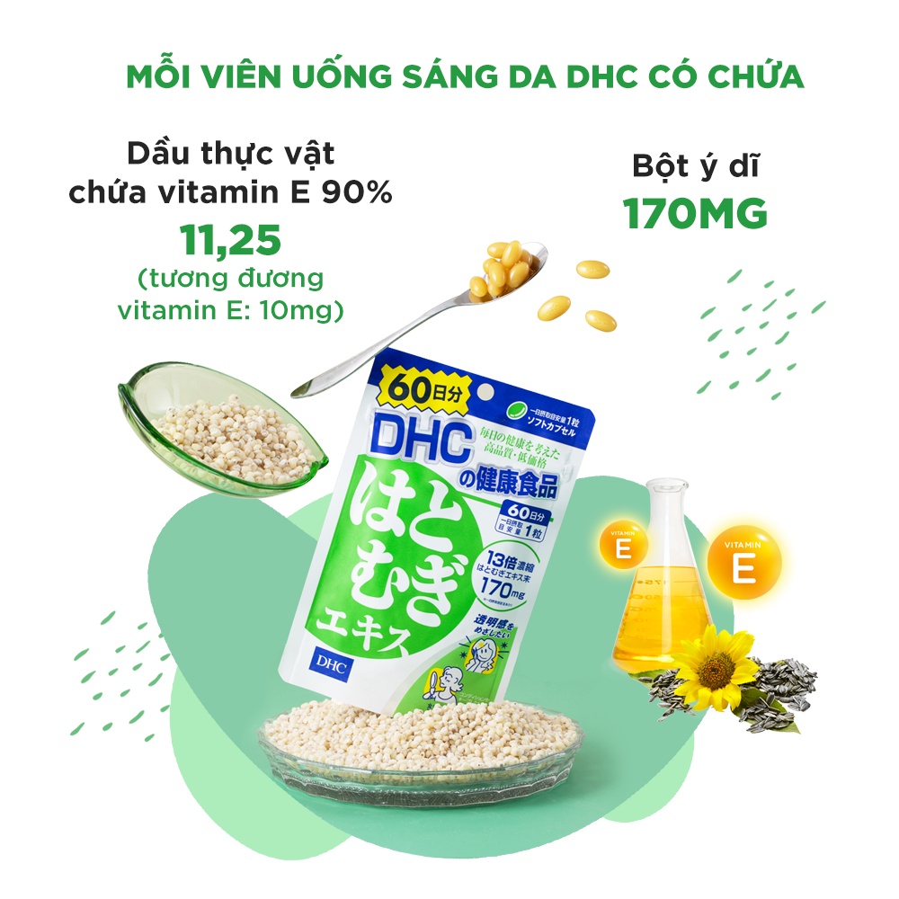 Viên uống sáng da DHC Nhật Bản Adlay Extract gói 60 viên (60 ngày)