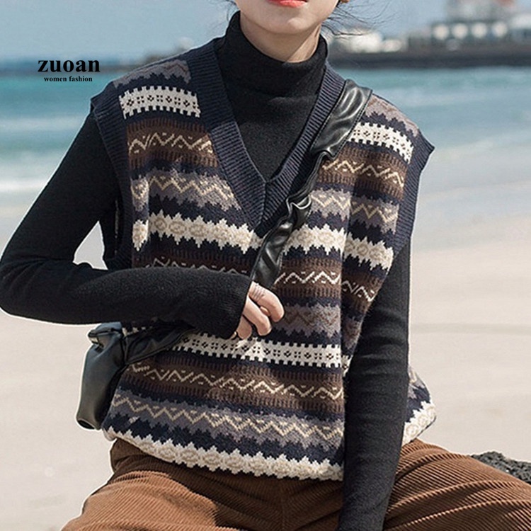 Áo len croptop không tay dáng rộng thiết kế mới thời trang mùa thu theo phong cách hàn quốc

