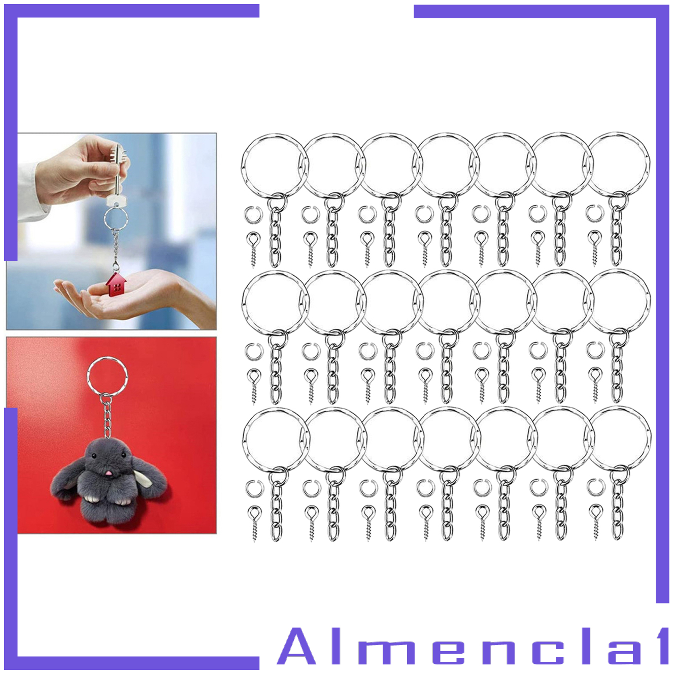 [ALMENCLA1]50Pcs Lots 25mm Gold Keyring Keychain Split Key Rings with Chain DIY Findings