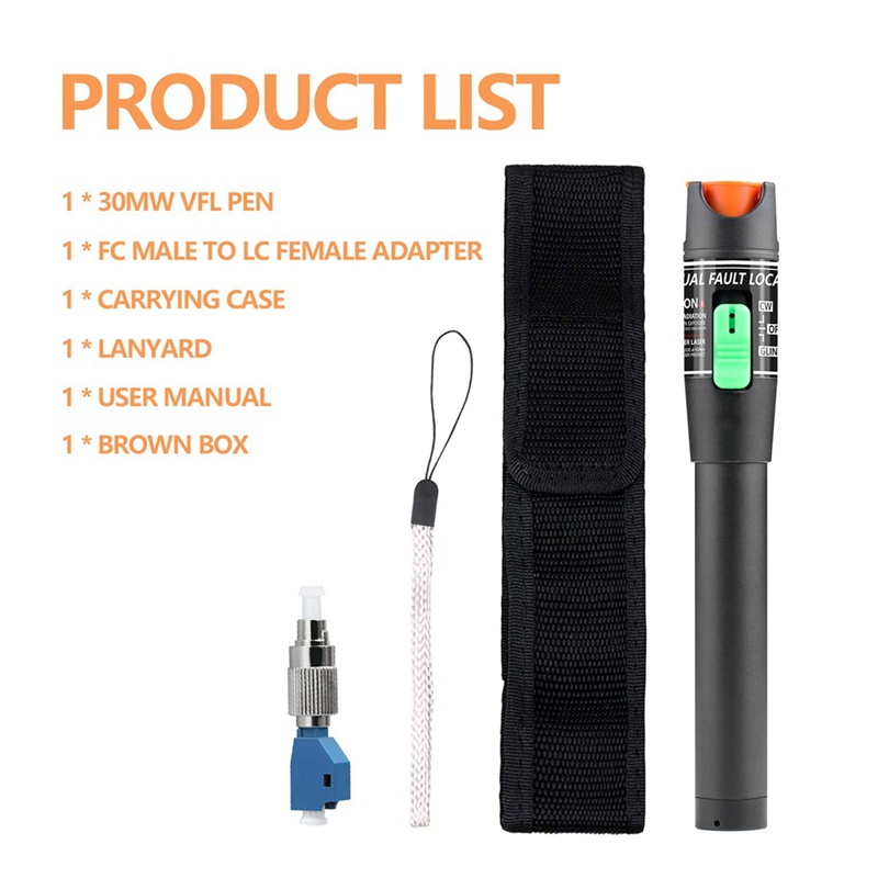 Thiết Bị Kiểm Tra Lỗi Bằng Sợi Quang 30MW Với Đồng Hồ Đo Nguồn Điện LC 30KM Màu Đỏ
