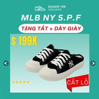 Giày thể thao MLB sục đạp gót N.Y màu đen bản spf, giày đi hàng ngày cho nữ đi 13 đến 45 tuổi. SUGAR 196