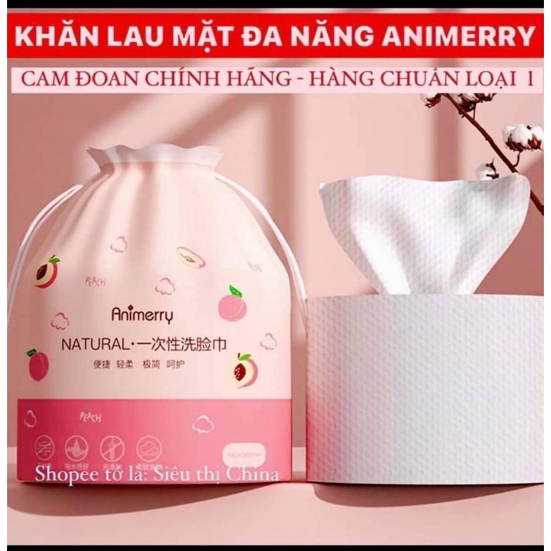 KHĂN LAU MẶT KHÔ TẨY TRANG ĐA NĂNG ANIMERRY COTTON CAO CẤP