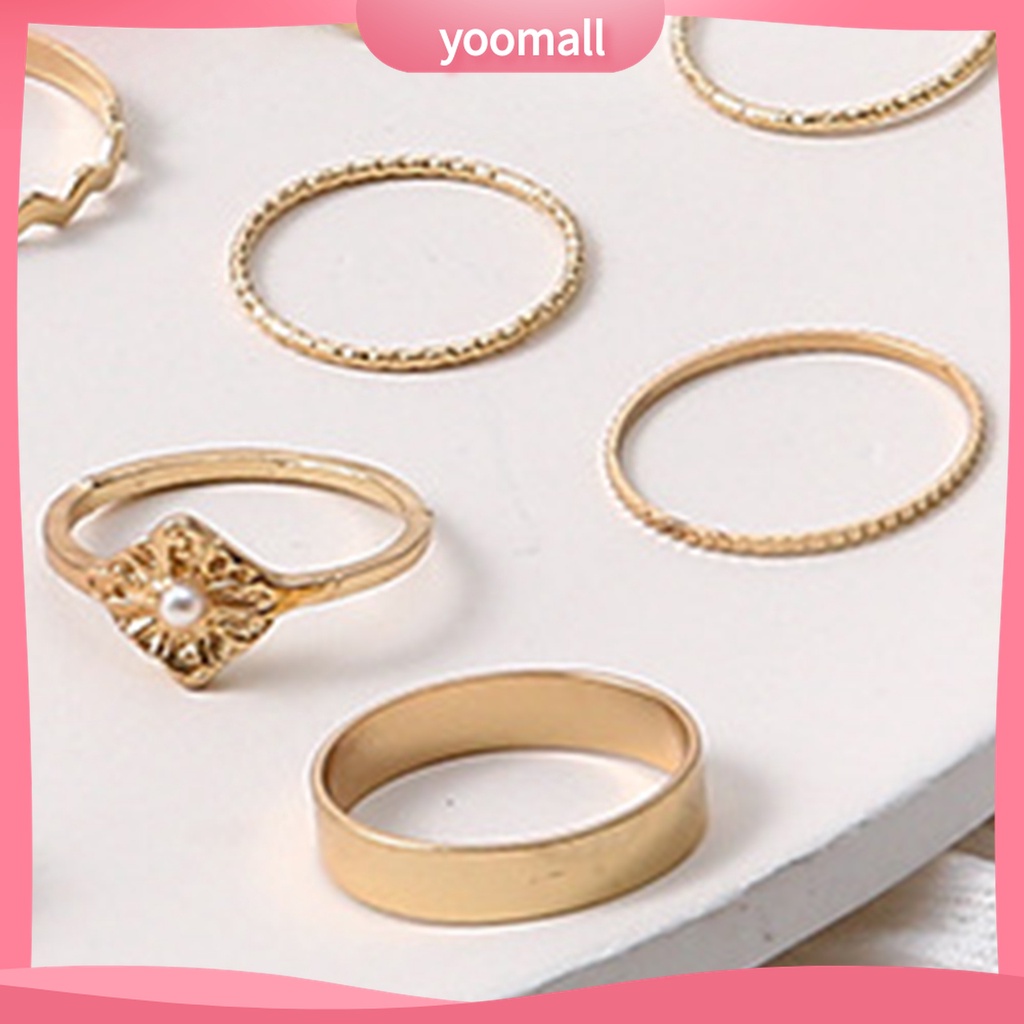 Yomall♡ Set 17 Nhẫn Đốt Ngón Tay Đính Hạt Giả Ngọc Trai