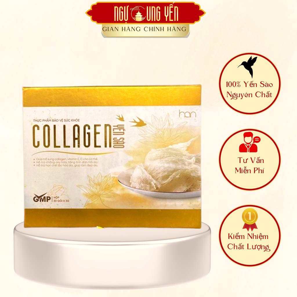 Collagen Yến Sào - HAN Organic - Hộp 30 gói - Yến sào Ngự Cung Yến