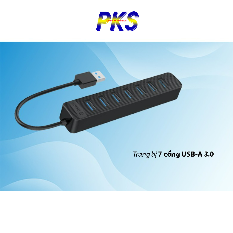 HUB chia 7 cổng USB 3.0 Orico tích hợp cấp nguồn phụ cổng Type-C tiện dụng
