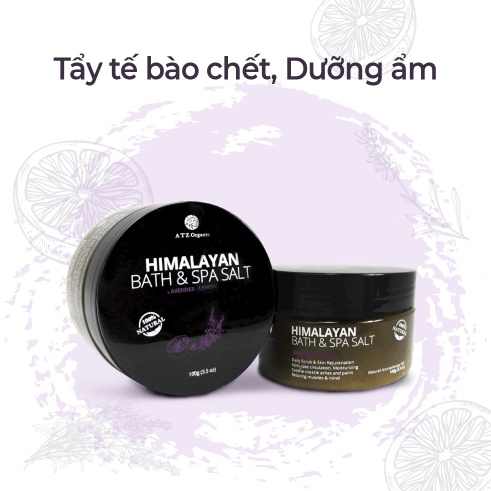 Muối tắm Himalayan tẩy tế bào chết cơ thể ATZ Organic hương Lavender chanh 300g