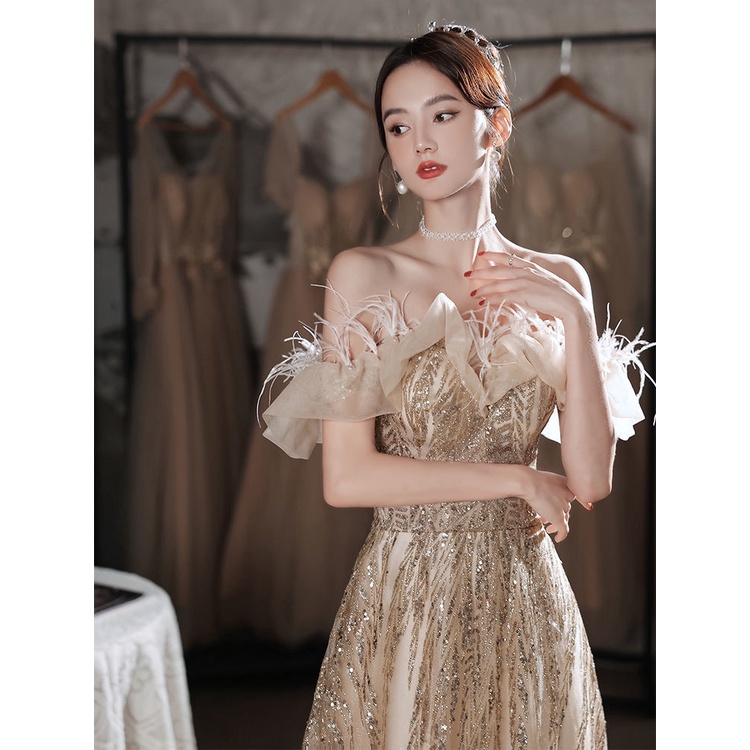 Mvo Đầm Dạ Hội Cao Cấp Phong Cách Mới 2022 Màu Sâm Panh Sang Trọng Niche Host