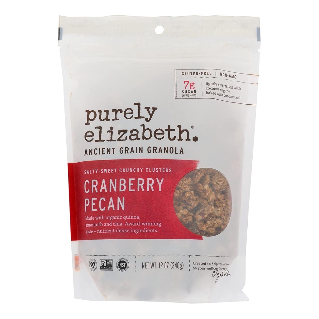 NGŨ CỐC ĂN KIÊNG Purely Elizabeth Ancient Grain Granola, Vegan &amp; NonGMO - Cranberry Pecan, 340g (12oz)