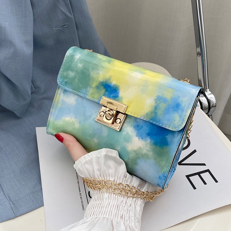 Túi Xách Mini Dáng Vuông Họa Tiết Da Rắn Phối Dây Xích Thời Trang Cho Nữ