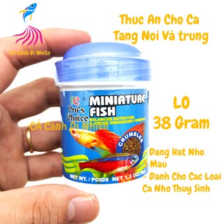 Thức ăn cho cá nhỏ thủy sinh Miniature Fish Pro'S Choice dạng hạt lọ XANH 38 Gram