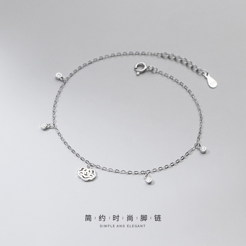 Lắc Chân Bạc 925 Đính Đá Kim Cương Phong Cách Retro Đơn Giản Cho Nữ S4455 | BigBuy360 - bigbuy360.vn